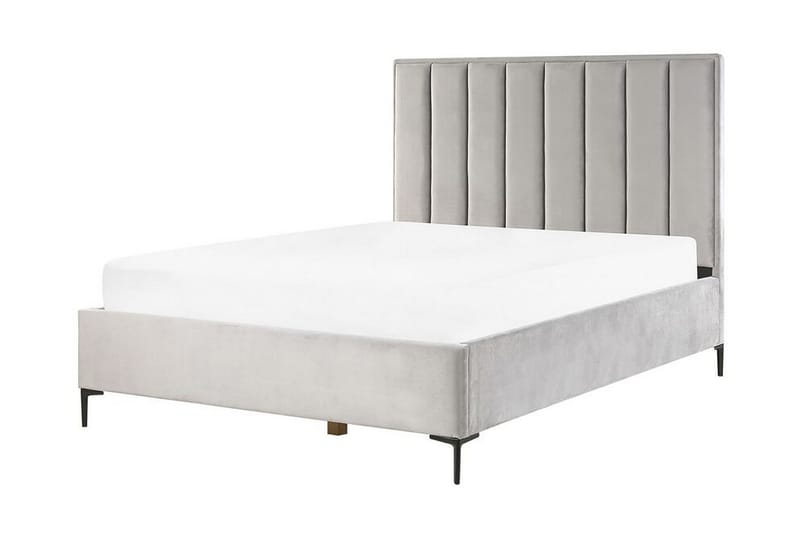 Sezanne Boksseng 160x200 cm med Opbevaring - Velour/Grå - Møbler - Senge - Boxmadras & boxseng