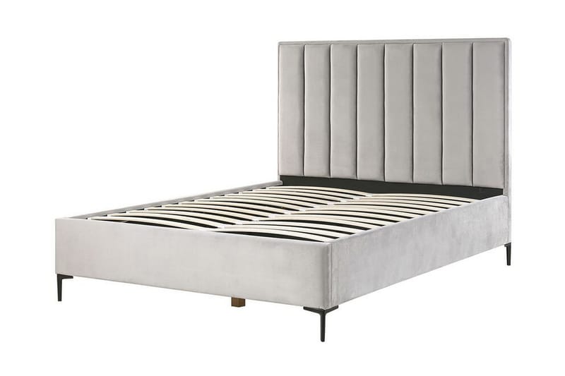 Sezanne Boksseng 160x200 cm med Opbevaring - Velour/Grå - Møbler - Senge - Boxmadras & boxseng