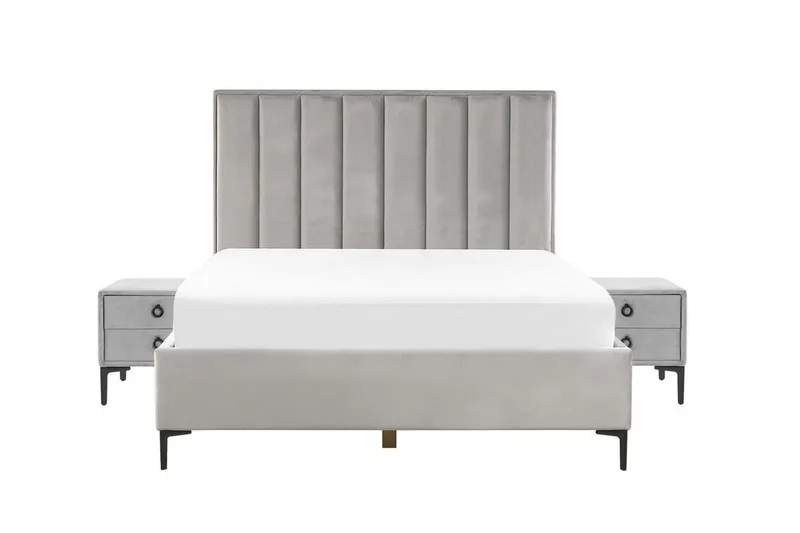 Sezanne Boksseng 160x200 cm, Velour/Grå