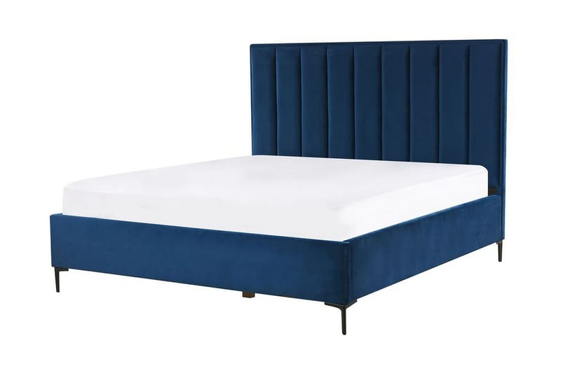 Sezanne Boksseng 180x200 cm med Opbevaring - Velour/Blå - Møbler - Senge - Boxmadras & boxseng