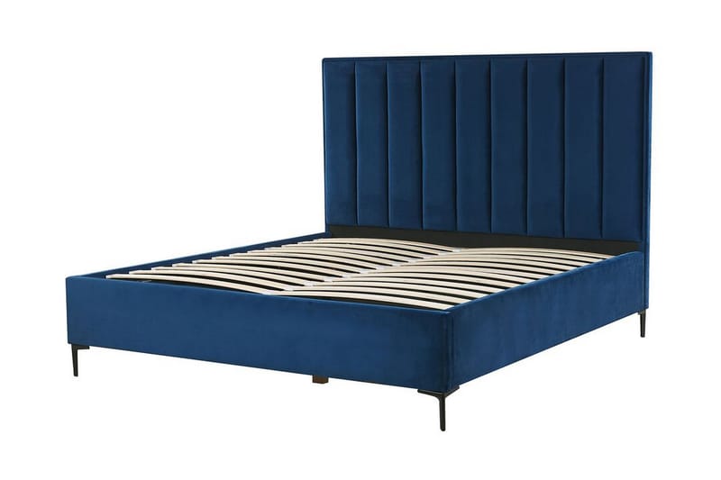 Sezanne Boksseng 180x200 cm med Opbevaring - Velour/Blå - Møbler - Senge - Boxmadras & boxseng