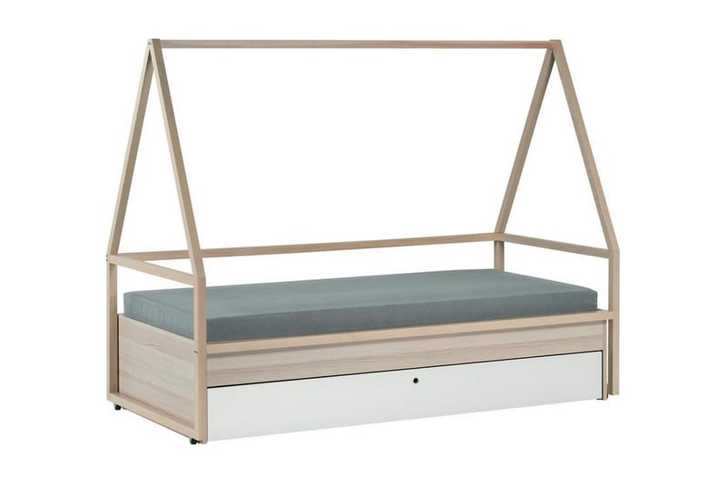 Spot Sengebord 90x200 cm Træ/Natur/Hvid - VOX - Møbler - Senge - Boxmadras & boxseng