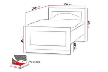 Tadeusz Rammeseng 205x100x90 cm - Møbler - Senge - Sengeramme & sengestel