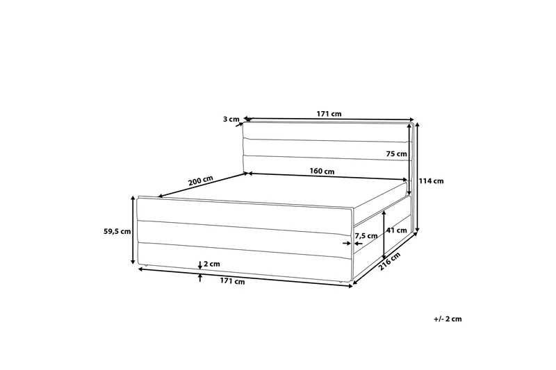 Valbonne Dobbeltseng 160 | 200 cm - Grå - Møbler - Senge - Boxmadras & boxseng