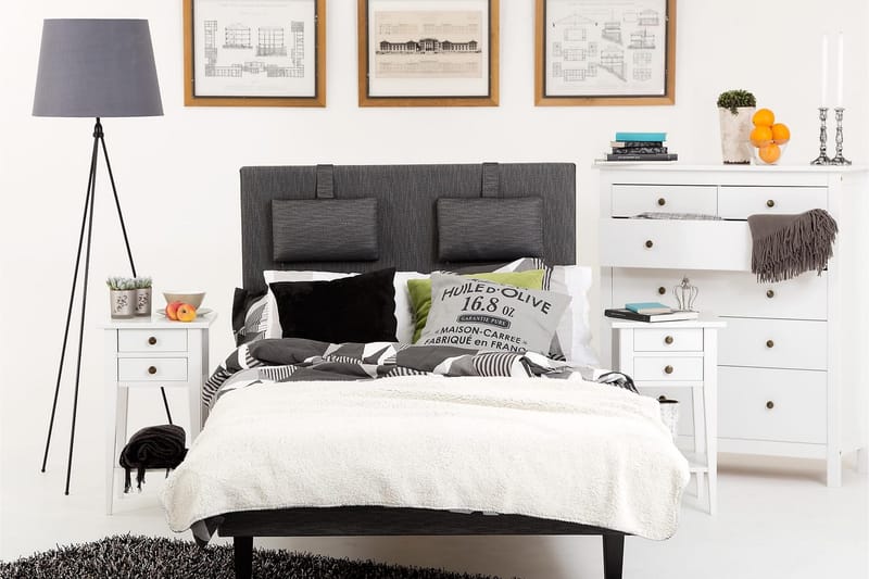 Viken Bas Rammel 120x200cm - Grå, Ben Valnød - Møbler - Senge - Enkeltsenge