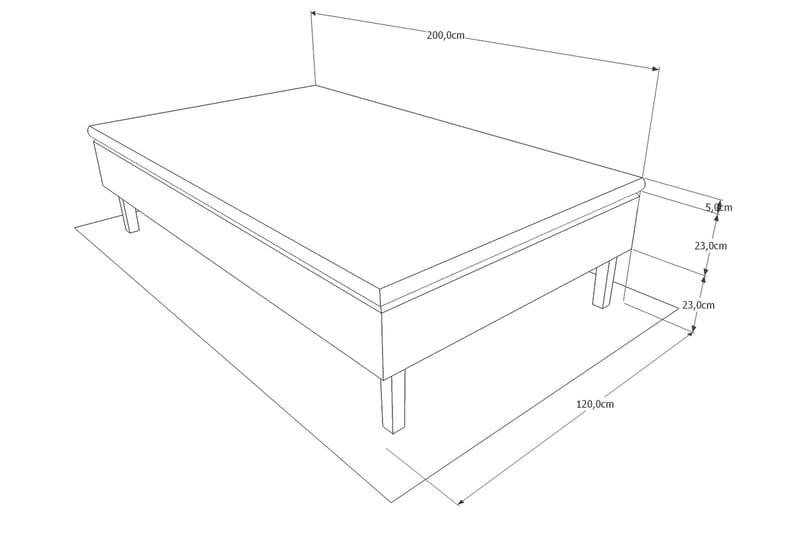 Viken base boksseng 120x200 - Ancona Grå - Møbler - Senge - Boxmadras & boxseng