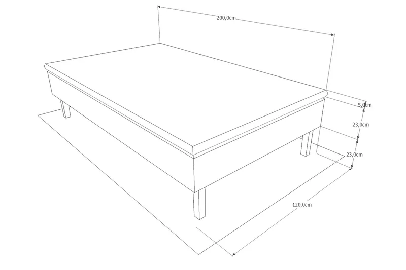Viken base boksseng 120x200 - Ancona Grå - Møbler - Senge - Enkeltsenge