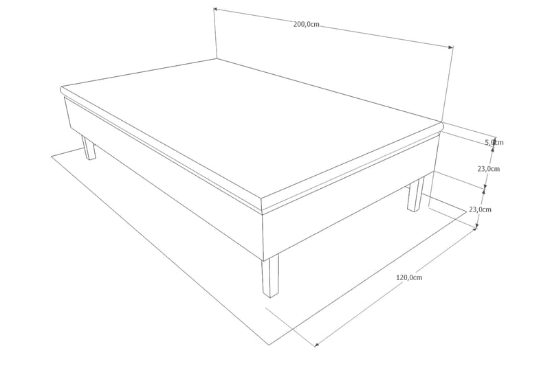 Viken base boksseng 120x200 - Ancona Grå - Boxmadras & boxseng