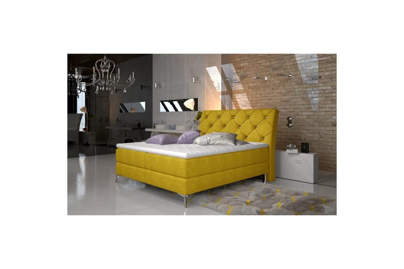 Boxmadras Eltap Adel - 140x200 cm, Omega 68, Gul - Møbler - Senge - Kontinentalsenge