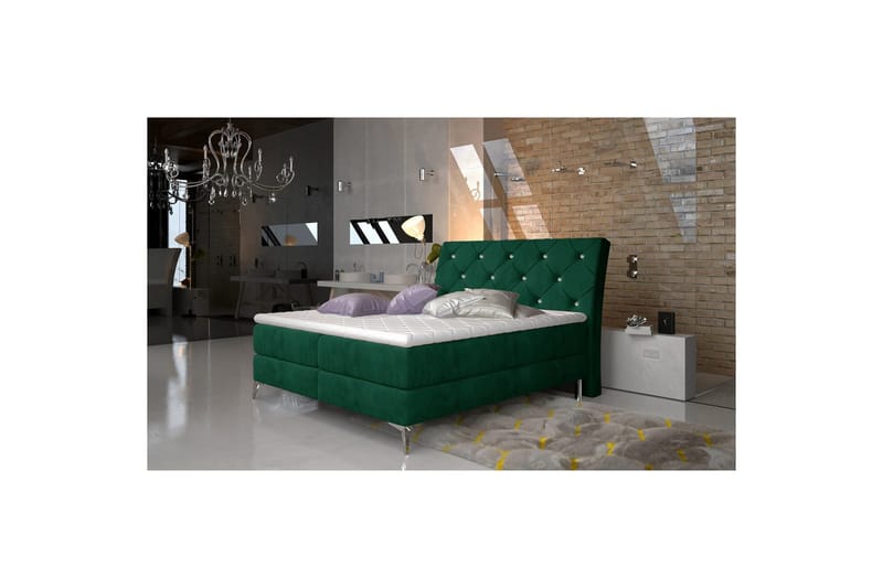 Boxmadras Eltap Adel - 160x200 cm, Kronos 19, Mørkegrøn - Møbler - Senge - Kontinentalsenge