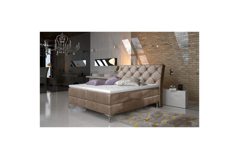 Boxmadras Eltap Adel, 160x200 cm, Monolit 09, Mørk Beige