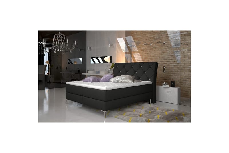 Boxmadras Eltap Adel - 160x200 cm, Sawana 14, Sort - Møbler - Senge - Kontinentalsenge