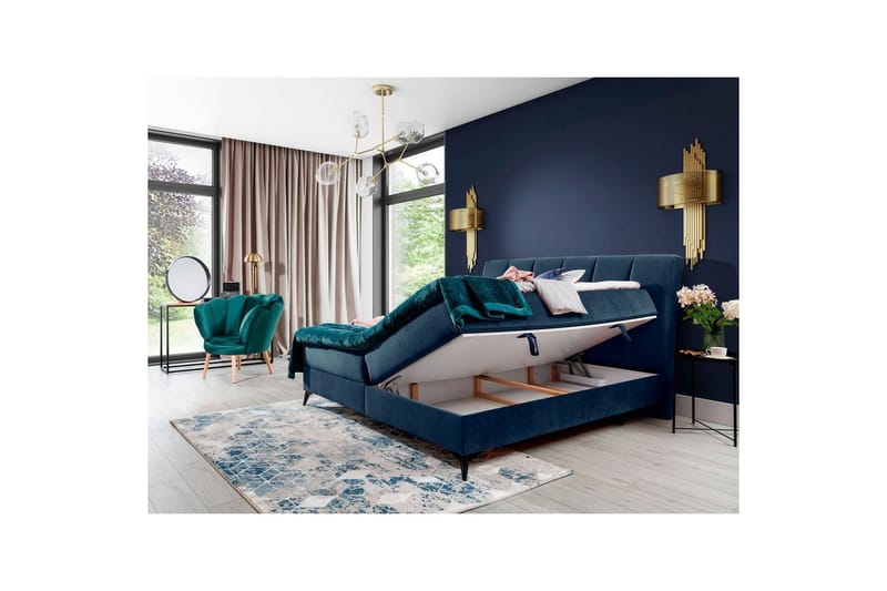 Boxmadras Eltap Aderito - 160x200 cm, Monolit 77, Blå - Møbler - Senge - Kontinentalsenge