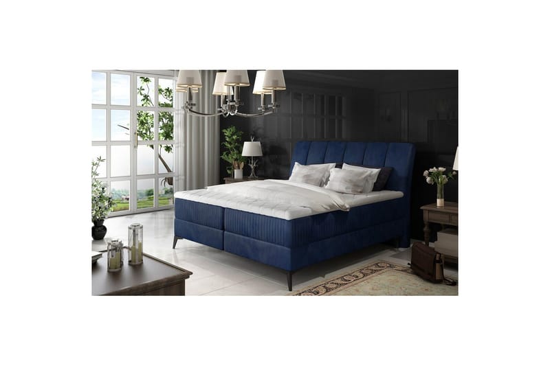 Boxmadras Eltap Aderito - 160x200 cm, Monolit 77, Blå - Møbler - Senge - Kontinentalsenge