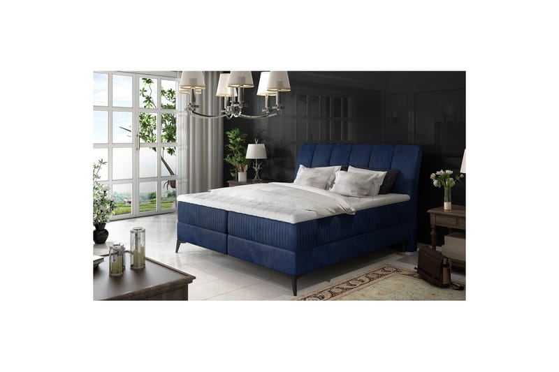 Boxmadras Eltap Aderito - 160x200 cm, Monolit 77, Blå - Møbler - Senge - Kontinentalsenge