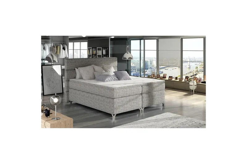 Boxmadras Eltap Amadeo - Berlin 01, Grå, 140x200 cm - Møbler - Senge - Komplet sengepakke