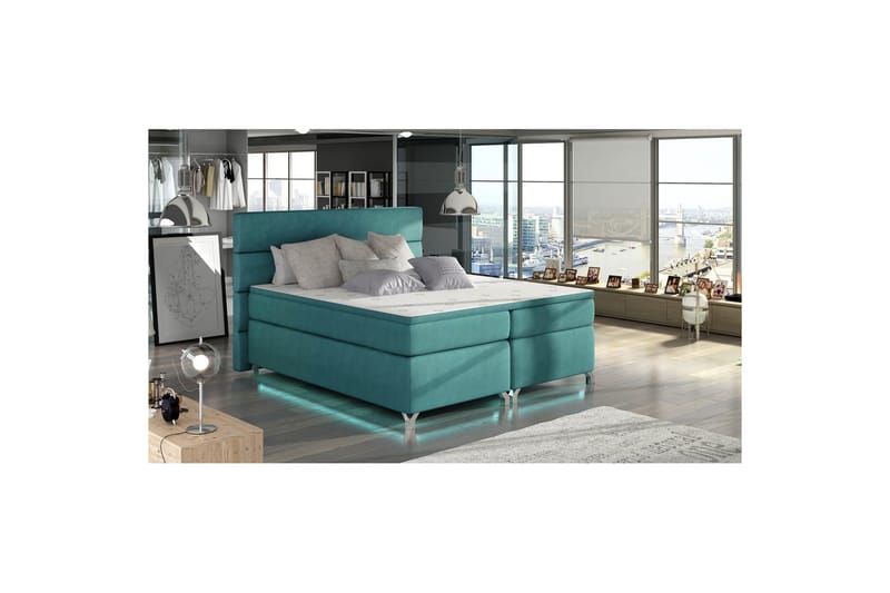 Boxmadras Eltap Amadeo med LED - Orinoco 85, Blå, 140x200 cm - Møbler - Senge - Kontinentalsenge