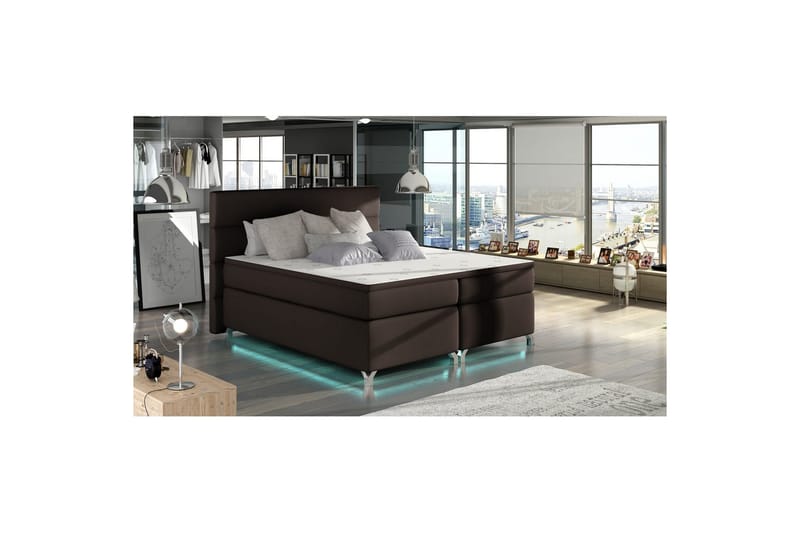 Boxmadras Eltap Amadeo med LED - Soft 66, Brun, 180x200 cm - Møbler - Senge - Kontinentalsenge