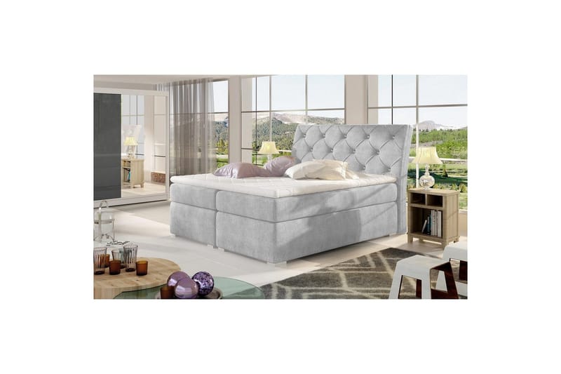 Boxmadras Eltap Balvin - 140x200 cm, Omega 02, Grå - Møbler - Senge - Kontinentalsenge