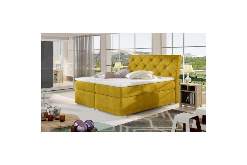 Boxmadras Eltap Balvin - 160x200 cm, Omega 68, Gul - Møbler - Senge - Kontinentalsenge