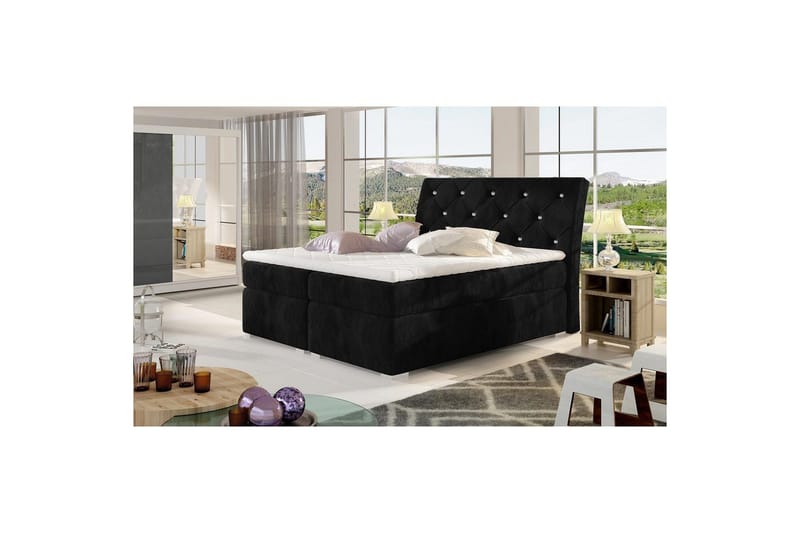 Boxmadras Eltap Balvin - 180x200 cm, Kronos 07, Sort - Møbler - Senge - Kontinentalsenge