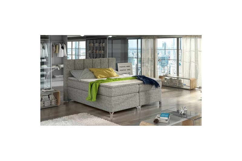 Boxmadras Eltap Basilio - Berlin 01, Grå, 160x200 cm - Møbler - Senge - Kontinentalsenge