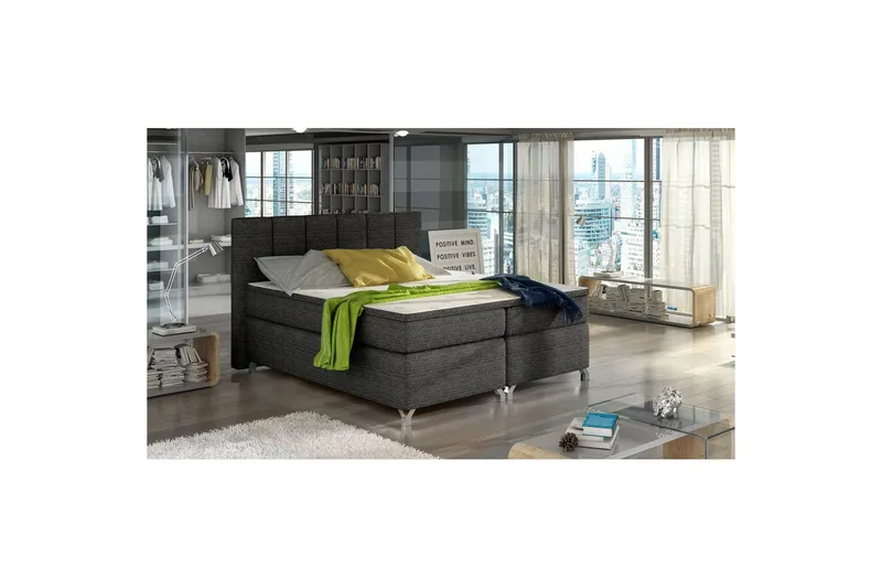 Boxmadras Eltap Basilio - Berlin 02, Mørkegrå, 160x200 cm - Møbler - Senge - Kontinentalsenge