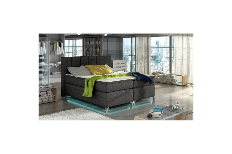 Boxmadras Eltap Basilio med LED, Berlin 02, Mørkegrå, 160x200 cm