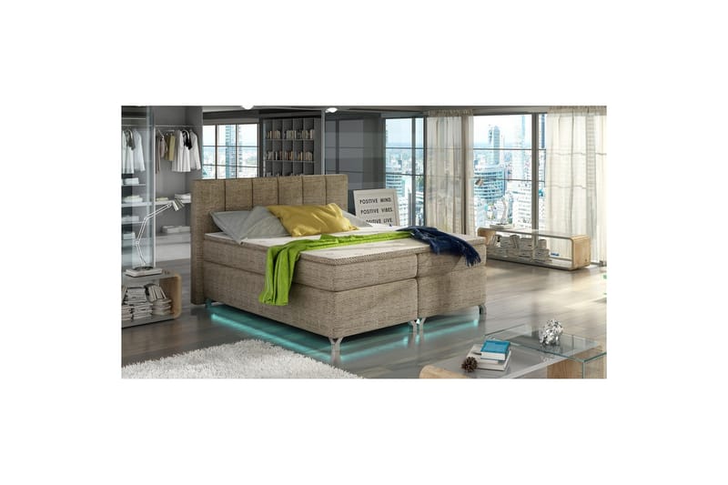 Boxmadras Eltap Basilio med LED - Berlin 03, Beige, 180x200 cm - M�øbler - Senge - Komplet sengepakke