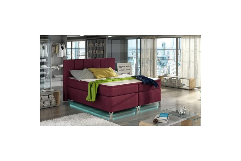 Boxmadras Eltap Basilio med LED - Rivera 59, Rød, 160x200 cm - Møbler - Senge - Komplet sengepakke