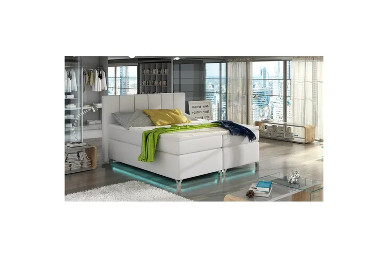 Boxmadras Eltap Basilio med LED - Soft 17, Hvid, 160x200 cm - Møbler - Senge - Komplet sengepakke