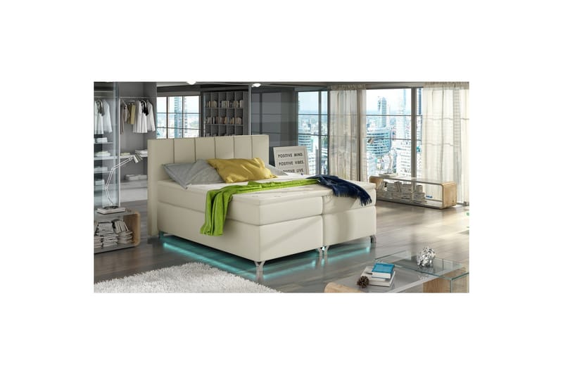 Boxmadras Eltap Basilio med LED - Soft 33, Beige, 180x200 cm - Møbler - Senge - Komplet sengepakke