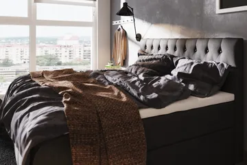 Boxy Box Bed 160x200 cm Komplet Sengepakke med Opbevaring - Sort/Grå - Møbler - Senge - Komplet sengepakke