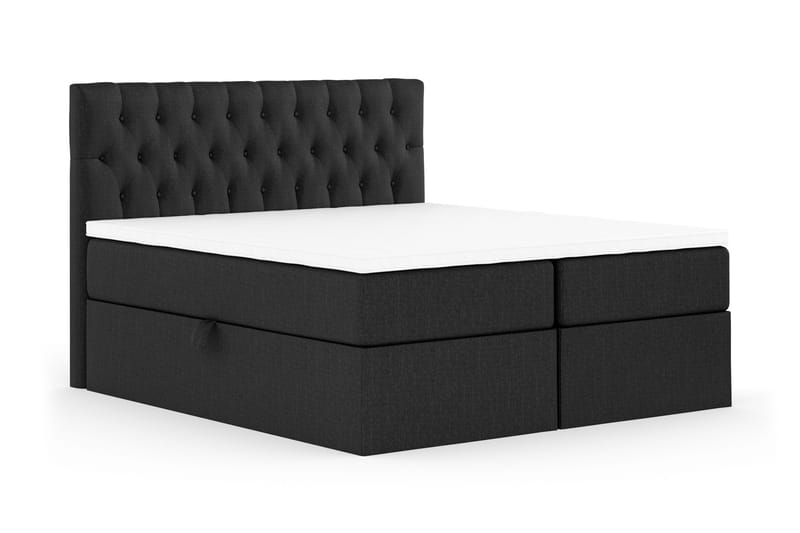 Boxy Box Bed 160x200 cm Komplet Sengepakke med Opbevaring - Sort/Grå - Møbler - Senge - Komplet sengepakke