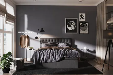 Boxy Box Bed 180x200 cm Komplet Sengepakke med Opbevaring - Sort/Grå - Møbler - Senge - Komplet sengepakke
