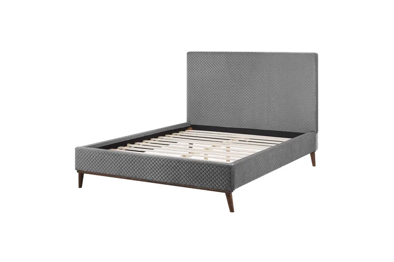 Braydon Sengeramme 140x200 cm, Lys grå/Mørkt træ