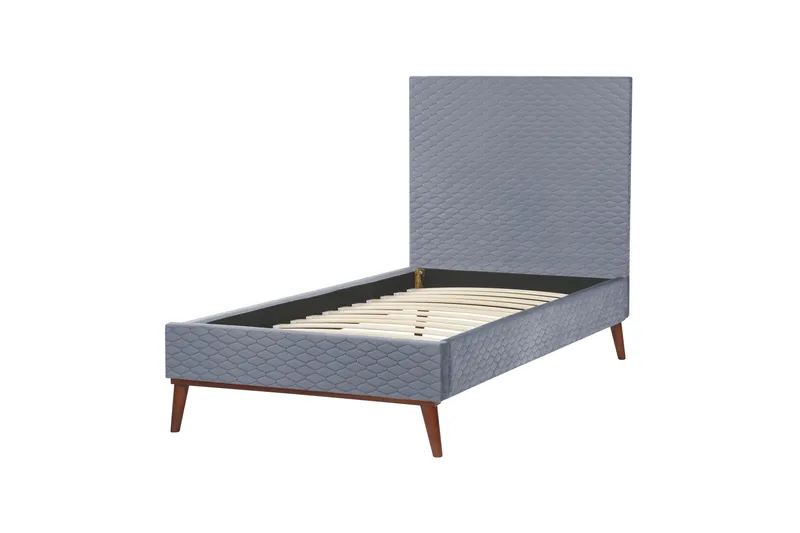 Braydon Sengeramme 90x200 cm, Grå/Mørkt træ