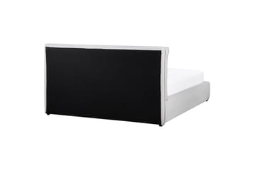 Braylon Sengeramme 160x200 cm i Fløjl med Opbevaring og Sengegavl - Hvid - Møbler - Senge - Sengeramme & sengestel