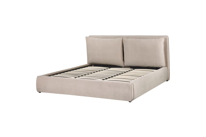 Braylon Sengeramme 180x200 cm i Fløjl med Opbevaring og Sengegavl, Beige