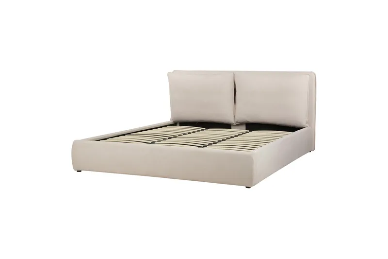 Braylon Sengeramme 180x200 cm i Stof med Opbevaring og Sengegavl, Beige