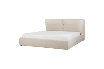 Braylon Sengeramme 180x200 cm i Stof med Opbevaring og Sengegavl - Beige - Møbler - Senge - Sengeramme & sengestel