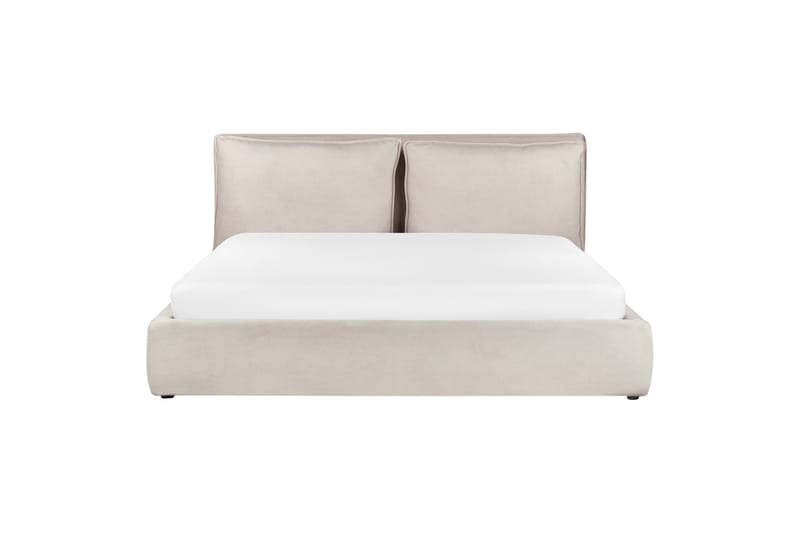 Braylon Sengeramme 180x200 cm i Stof med Opbevaring og Sengegavl - Beige - Møbler - Senge - Sengeramme & sengestel