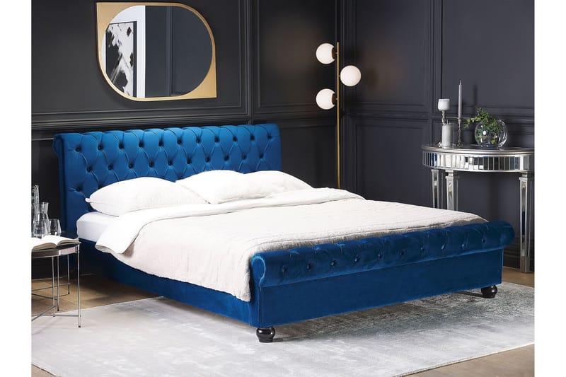 Bronson Sengeramme 180x200 cm - Blå/Mørkt træ - Møbler - Senge - Vandseng