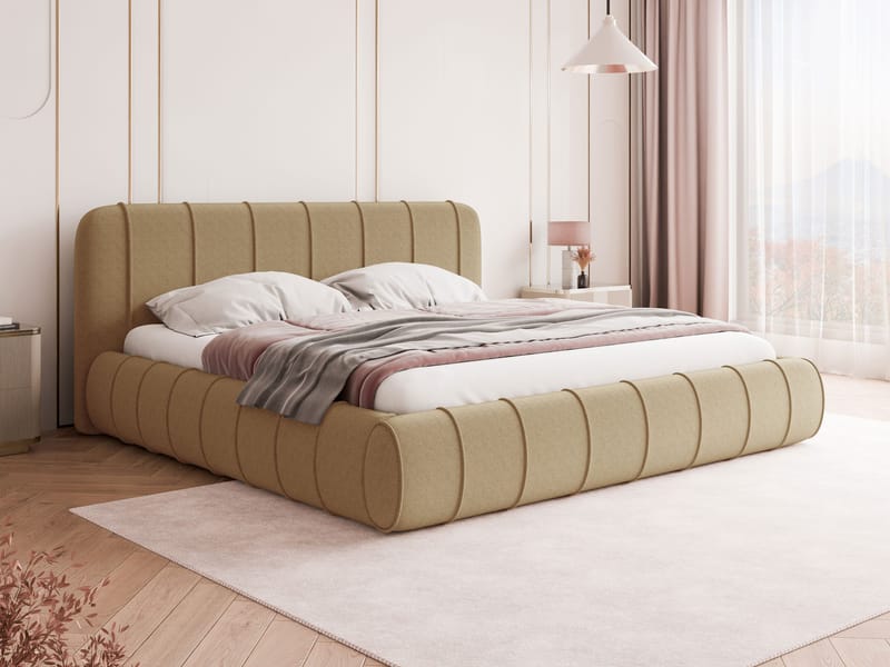 Calrosin Sengeramme 160x200 cm med Opbevaring - Mørk beige - Møbler - Senge - Sengeramme & sengestel