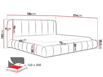 Calrosin Sengeramme 160x200 cm med Opbevaring - Sort - Møbler - Senge - Sengeramme & sengestel