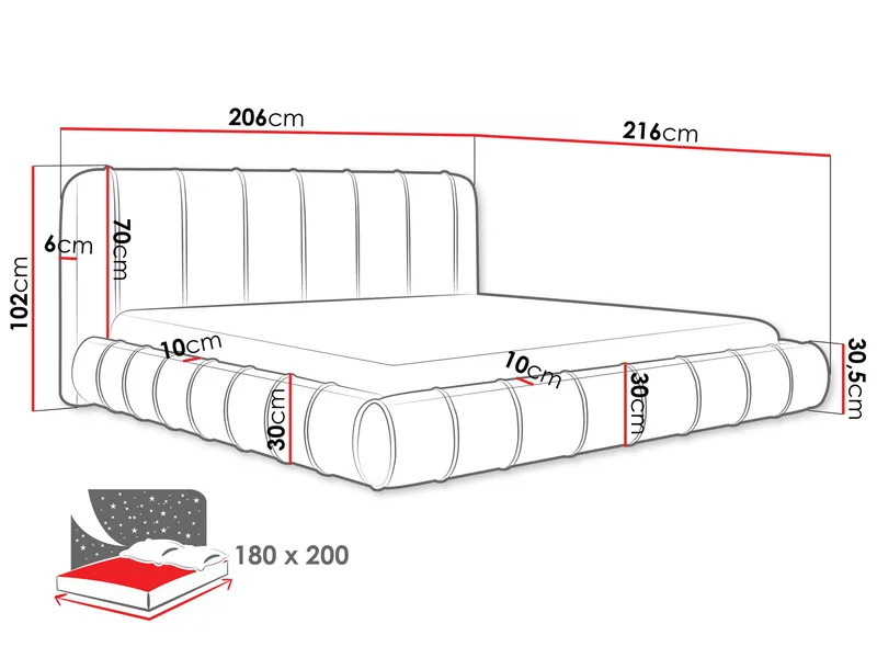 Calrosin Sengeramme 180x200 cm med Opbevaring - Rosa - Møbler - Senge - Sengeramme & sengestel
