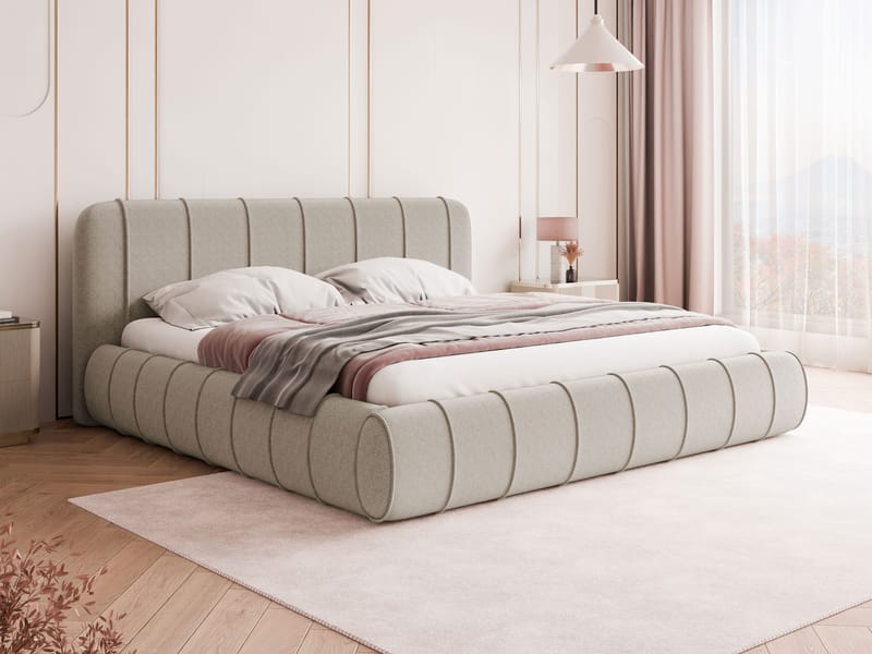 Calrosin Sengeramme 200x200 cm med Opbevaring - Beige - Møbler - Senge - Sengeramme & sengestel