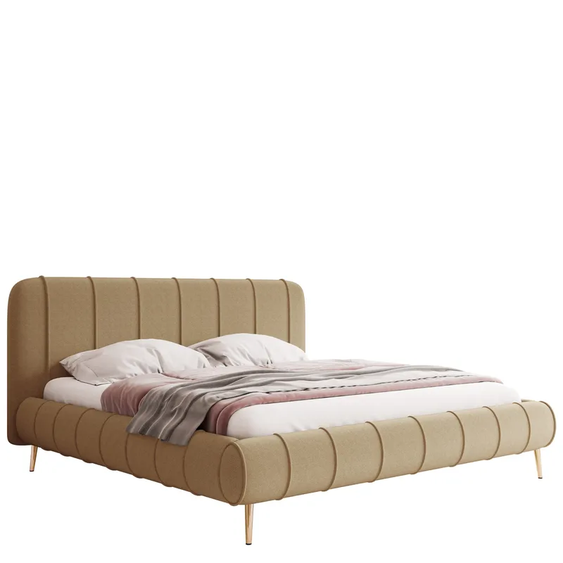 Calrosin Sengeramme med Ben 120x200 cm med Opbevaring, Mørk beige