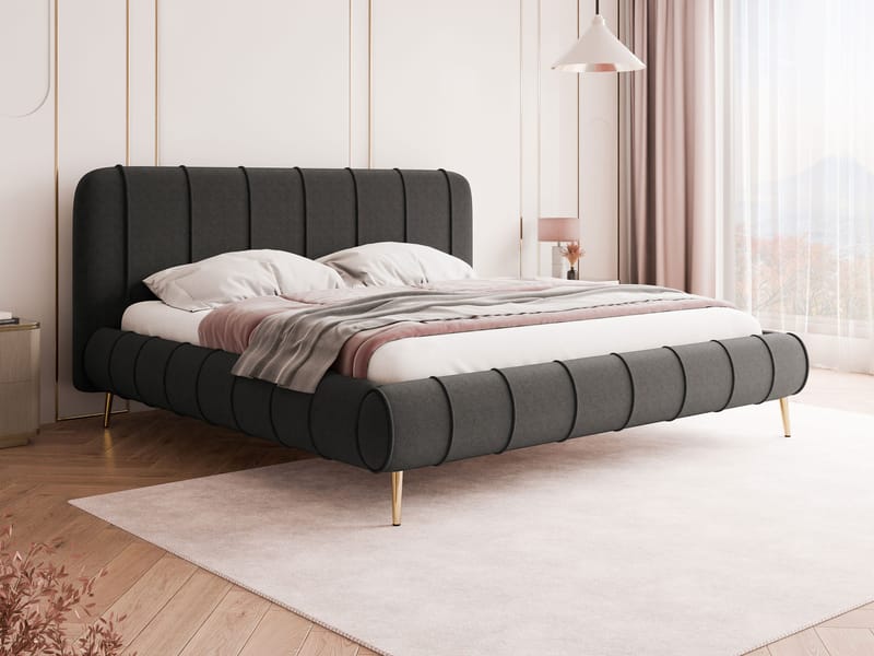 Calrosin Sengeramme med Ben 140x200 cm med Opbevaring - Grå - Møbler - Senge - Sengeramme & sengestel