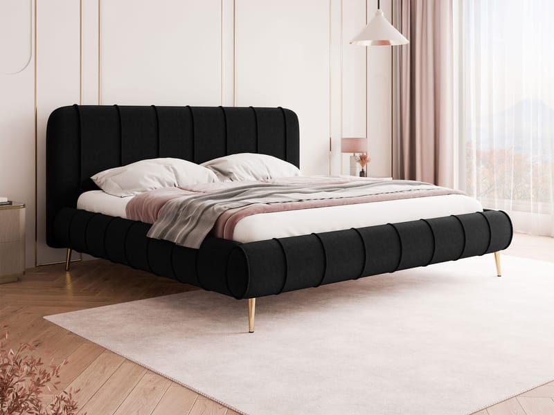 Calrosin Sengeramme med Ben 140x200 cm med Opbevaring - Sort - Møbler - Senge - Sengeramme & sengestel